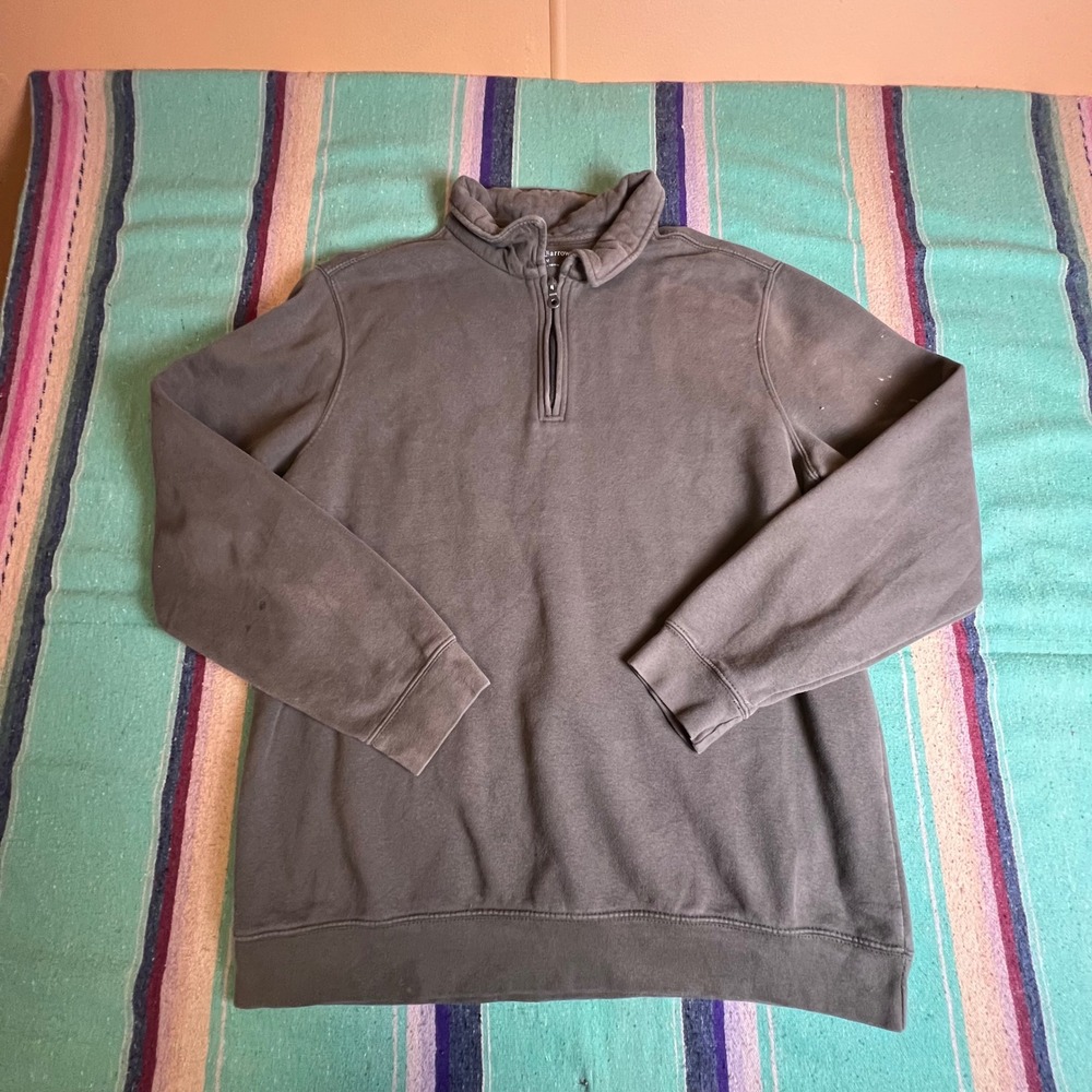 Croft & Barrow Quarter Zip Pullover Mens Medium Gray Fleece Sweatshirt Mock Neck